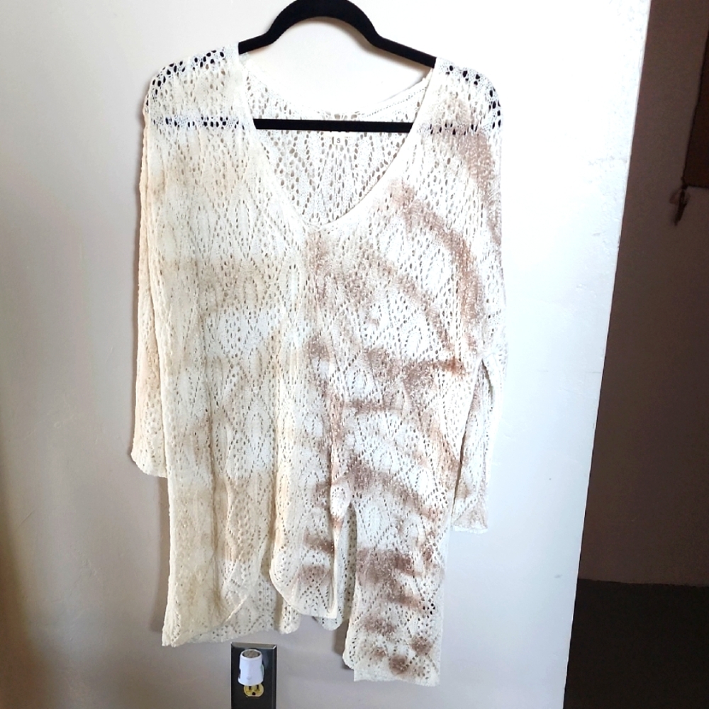 NWOT POL Cream & Brown Knit Tunic